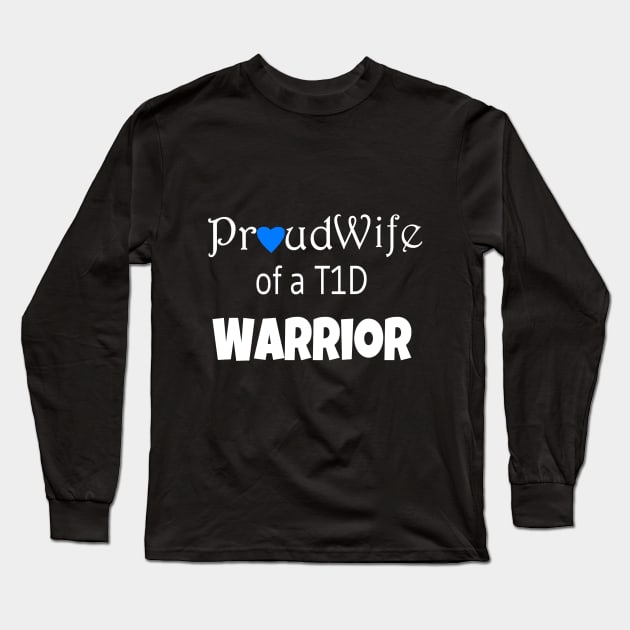 Proud Wife - White Text - Blue Heart Long Sleeve T-Shirt by CatGirl101